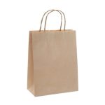 Carry Bags (brown) + with handle - Large with Twist handle 100gsm* 390 x 320 x 160