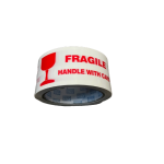 TAPE PRINTED( FRAGILE) Handle With Care  (48mmX 50m) Rolls (Sold per each) (red on white)