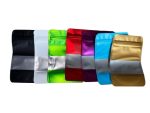 MX-104 - Colourful stand up pouch with windows and zipper (Red, blue, green, black, purple, white, gold)