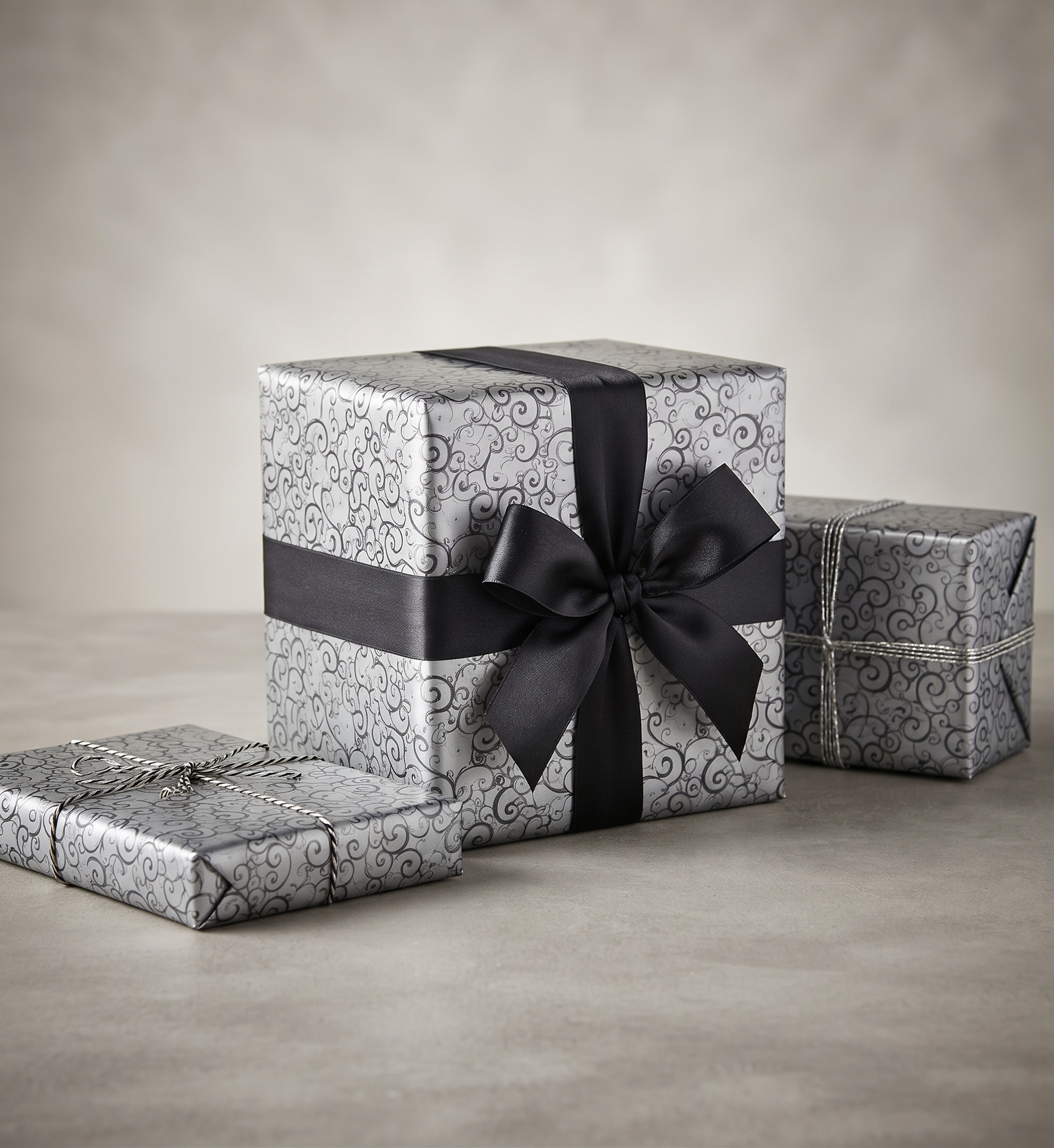 Gift-wrapping paper (4) Gift and Present Wrapping paper (500mm) Party (Black on white twirl ) * 100m roll * - Image 1