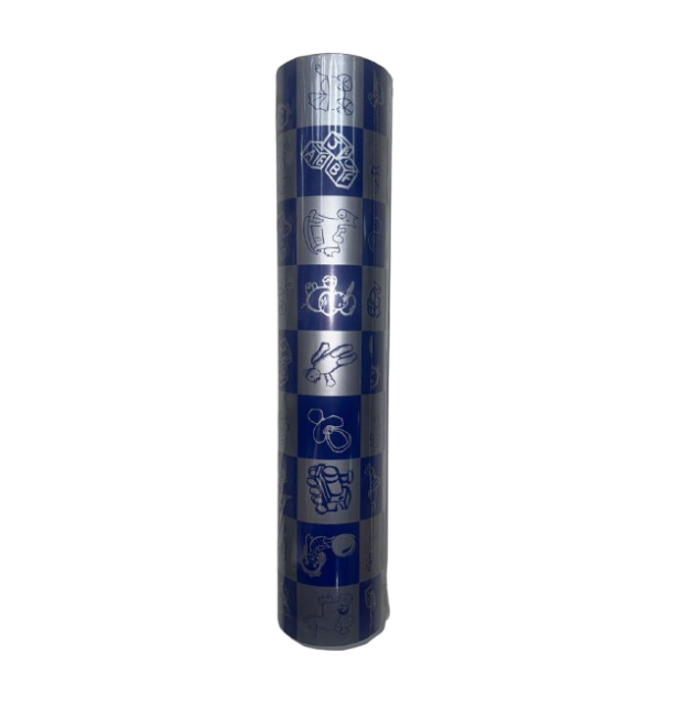 baby wrap1 blue Wrapping paper (500mm) Baby shower / party wrap (Blue and Silver) * 100m roll - Image 1