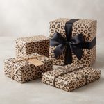 Giftwrap and Present Wrapping paper (500mm Width x 50m Long) Kraft Animal (Black on Brown) * 50m roll * Leopard