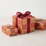 Gift and Present Wrapping paper (500mm) Baby shower / party wrap (Red and Gold) * 100m roll