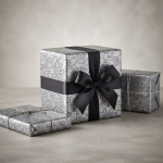 Giftwrap and Present Wrapping paper (500mm Width x 50m Long) Party (Black on white twirl ) * 50m roll *