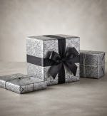 Giftwrap and Present Wrapping paper (500mm Width x 50m Long) Party (Black on white twirl ) * 50m roll *