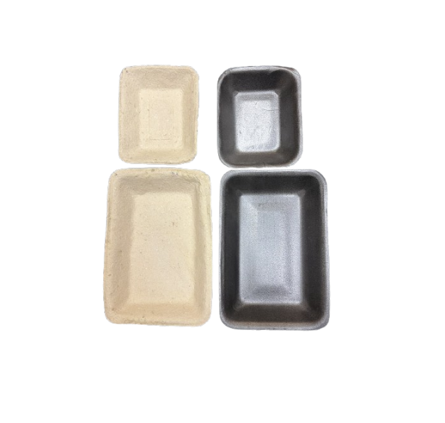 compare Moulded 100% Compostable and Biodegradable Vegetable and Fruit Paper Trays (Natural and Black) - Image 1
